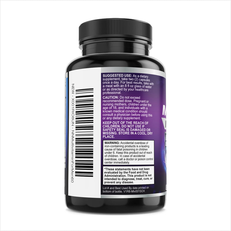 Multivitamin for Men - Once Daily Mens Multivitamins - Comprehensive Multi-Vitamin with Optimal Vitamin Bioavailability - Essential Vitamins A, C, D, E, & Zinc Formula - Bottled in USA - 60 Capsules 60 Count (Pack of 1)