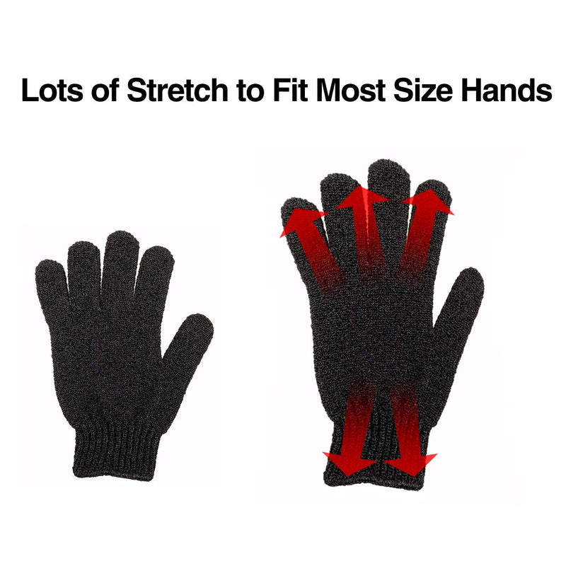 [Australia] - Rainmae Pack of 20 Exfoliating Gloves, Exfoliating Washing Gloves for Body and Face, Dead Skin Remover, Double-Sided Microfiber for Adults (Black) 