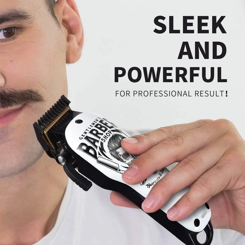 [Australia] - BESTBOMG® Updated Professional Hair Clippers Cordless Hair Haircut Kit Rechargeable 2000mAh Hair Beard Trimmer Haircut Grooming Kit with 6 Guide Combs & for Men/Father/Husband/Boyfriend White-1 