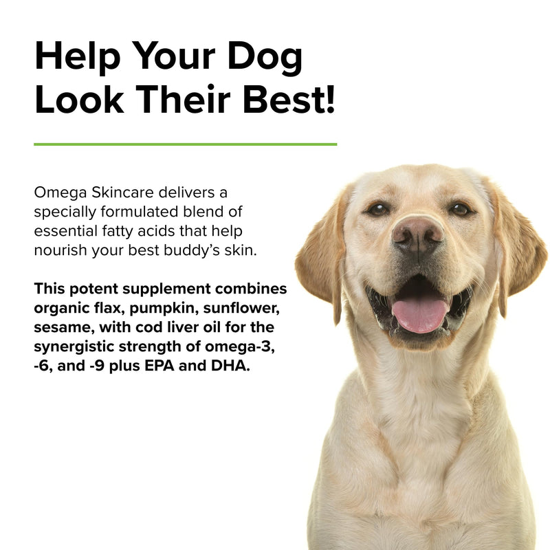 Terry Naturally Animal Health Omega Skincare - 8 fl oz - with Omega-3, -6, -9, Flax, Pumpkin, Sunflower & Sesame Seed Oil - Canine Only - 47 Servings - PawsPlanet Australia