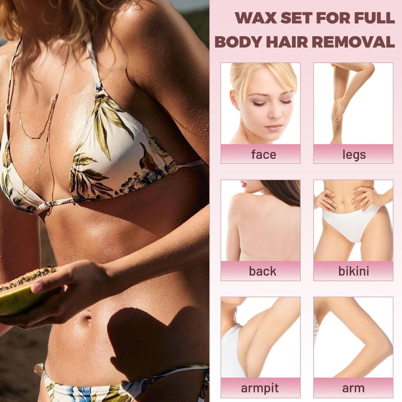 Wax Beads, 1.76lb / 800g Hard Wax Beads Coarse Hair Formula Hard Wax for Hair Removal and Senstive Skin, Wax Beads for Face, Brazilian Bikini,Body Waxing (8 Scents) 8 Scents
