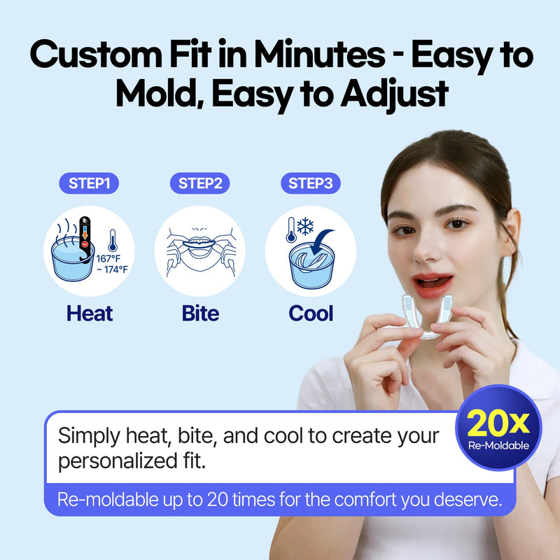 [Australia] - GOYO Dual FIT Pack of 2 Mouth Guard for Clenching Teeth at Night with Thermo Checker & Dental Case | Night Guards for Teeth Grinding | Custom-Fit & Custom Moldable Bruxism Sleep Night Guard – BPA-Free 
