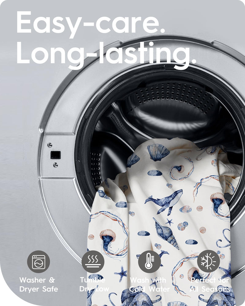 [Australia] - Graco Pack and Play Sheets Fitted, TotBasic Ultra Soft Mini Crib Sheets Boy, Neutral Pack N Play Mattress Sheets Hypoallergenic and Soothing, Premium Jersey Playrad Sheets, Safari Sea Animals, 2 Pack Ocean Pals + Wildlife Pack N Pack / Mini Crib Sheets 