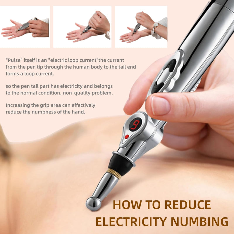 [Australia] - 3-in-1 Massage Acupuncture Pen, Electronic Pain Relief Therapy, Meridian Energy Massager Pen Self Massage Tools Muscle Healing with Massaging Gel Copper 