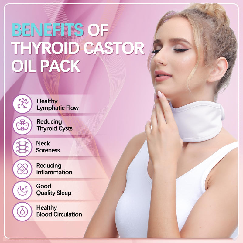 [Australia] - Castor Oil Pack for Thyroid - Reusable Organic Castor Oil Neck Wrap for Thyroid, Less Mess, Anti Oil Leak, Comfort Fit, Oil Not Included (White) White - 1 Pack Thyroid Neck Wrap 