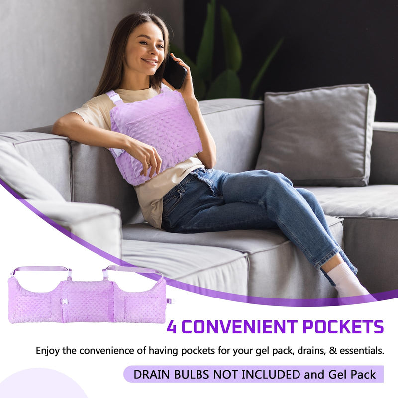 [Australia] - Geelin Post Mastectomy Pillow, Breast Surgery Lumpectomy Recovery Supplies, Post Mastectomy Essentials, Breast Reduction Pillow Recovery Belt Protection Surgery Gift Purple 