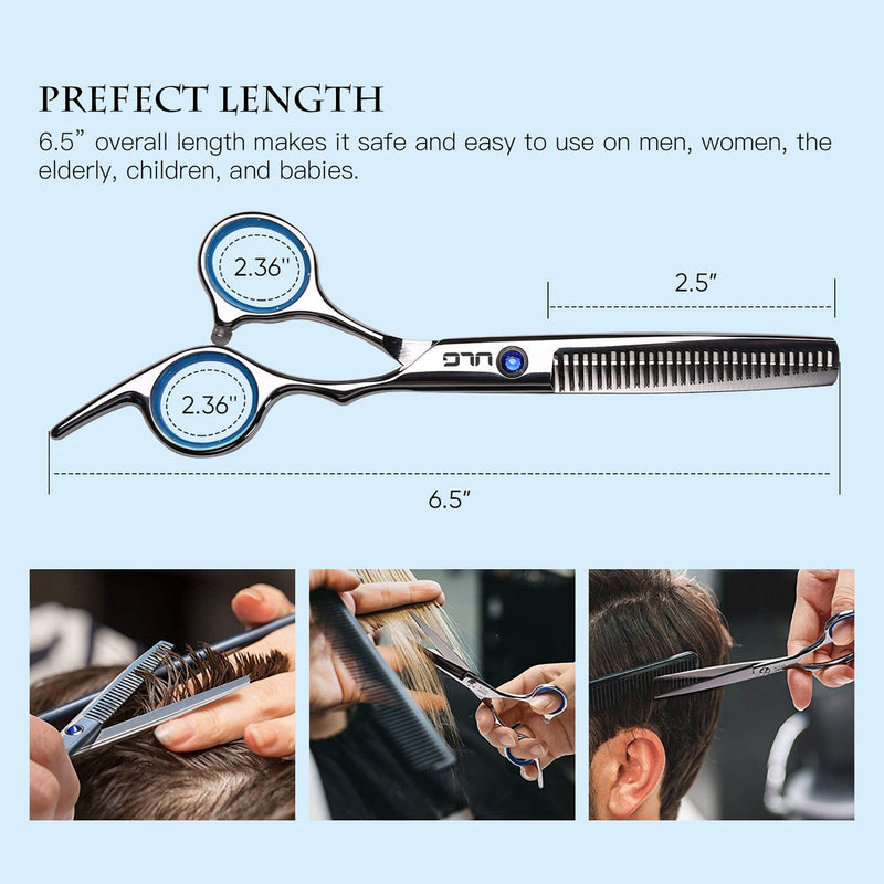 Hair Cutting Scissors Thinning Shears Kit ULG Professional Barber Hairdressing Texturizing Salon Razor Edge Scissor Japanese Stainless Steel 6.5 inch Silver