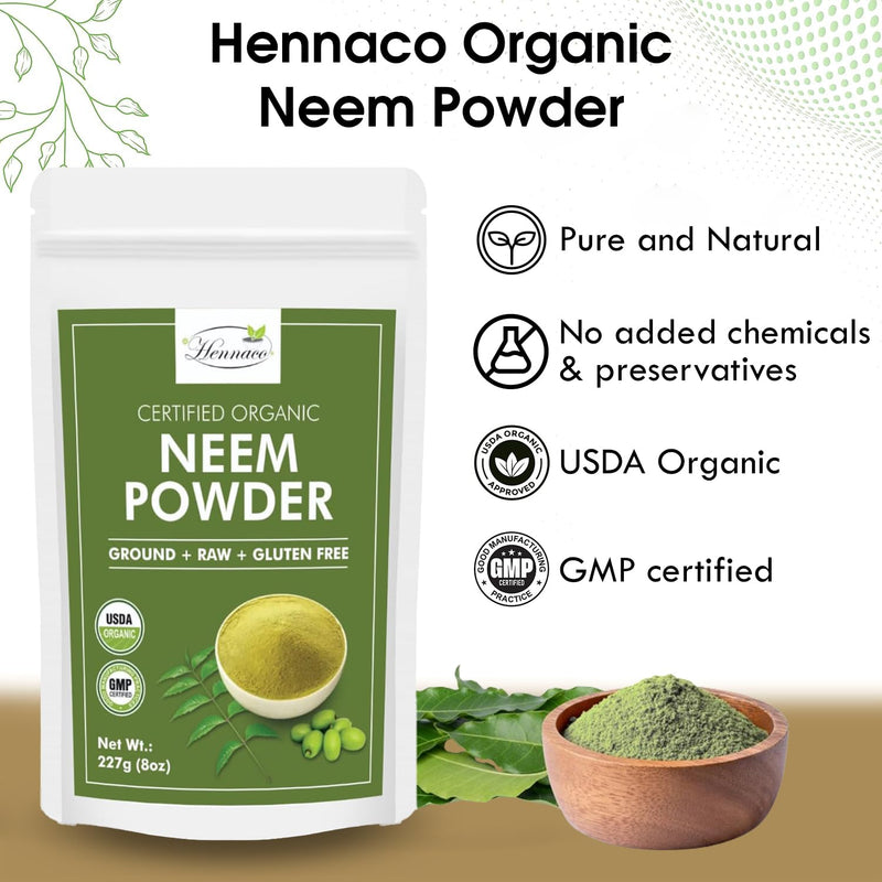[Australia] - Organic Neem Powder| Ayurvedic Herb for Skin and Hair | Resealable Zip Lock Pouch | USDA Organic| Pure & Natural Neem Powder for Drinking| Dried Neem Leaves Powder| 227 Grams (8 OZ) 8.01 Ounce (Pack of 1) 