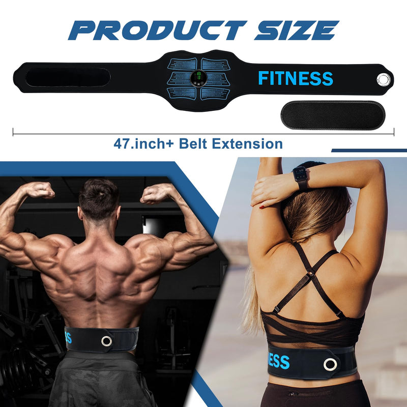 FDA Cleared - MHD TENS Muscle Stimulator - Dual TENS & PMS Functions, 12 Programs for Easy Abs Muscle Stimulation and Activation, Home Gym Use Blue