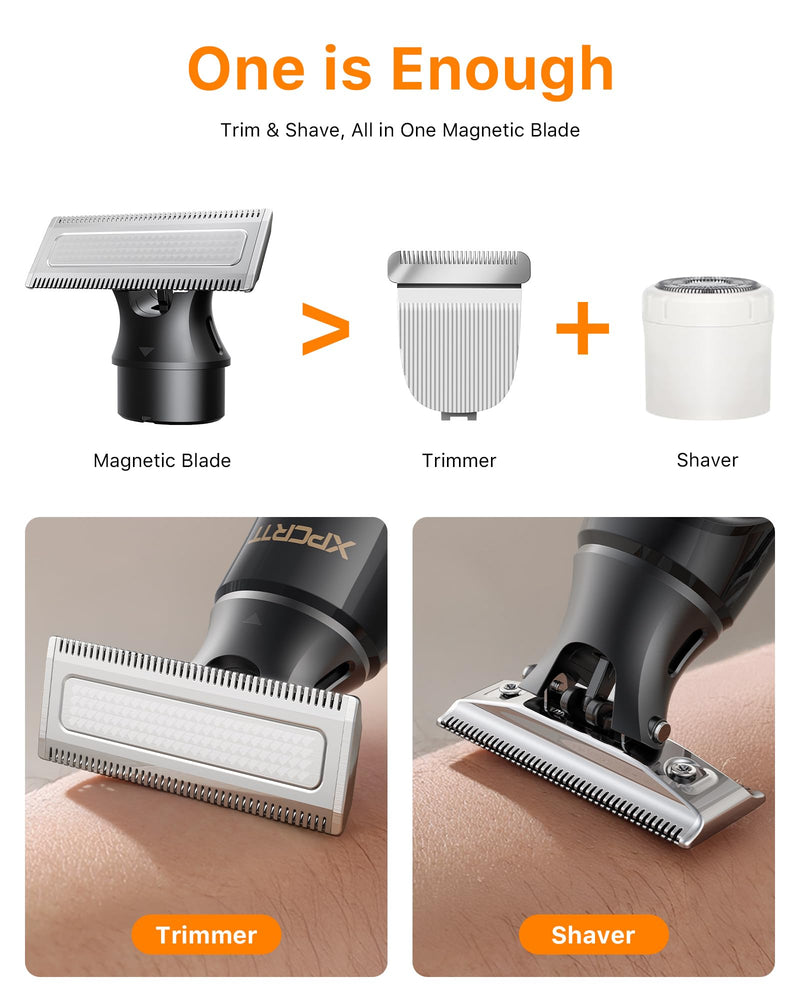 [2025 Upgraded] Body & Nose Hair Trimmer Kit, [All-in-One] Travel Beard Electric Shaver for Men, USB-C Fast Charging, Rechargeable Painless Razor Cordless Waterproof Wet/Dry, Black(Solo) Solo Version