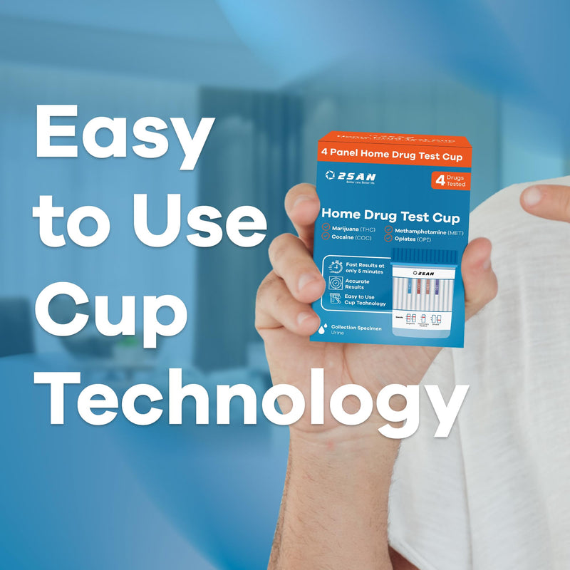 [Australia] - 2San 4-Panel Drug Test Cup – Fast 5-Min Results – Detects THC, Cocaine (COC), Methamphetamine (MET), Opiates (OPI) – Accurate Home & Workplace Urine Screening Kit – FSA/HSA Eligible 