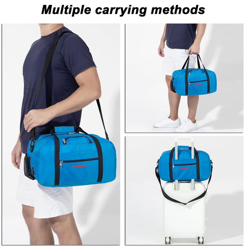 17x10x9 United Airline Personal Item Under Seat Duffel Bag With Free Pillow And USB Port (Royal Blue) Royal Blue