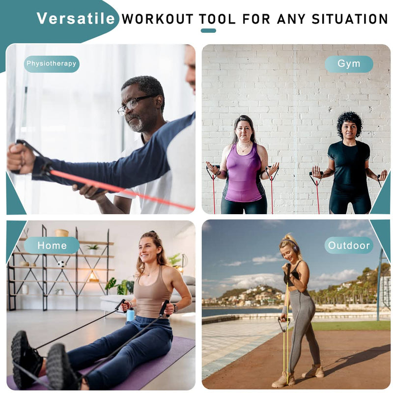 [Australia] - Resistance Bands with Handles, Single Resistance Bands, Exercise Bands with Handles, for Resistance Training, Physical Therapy, Home Workouts, Fitness, Pilates green-30lbs 