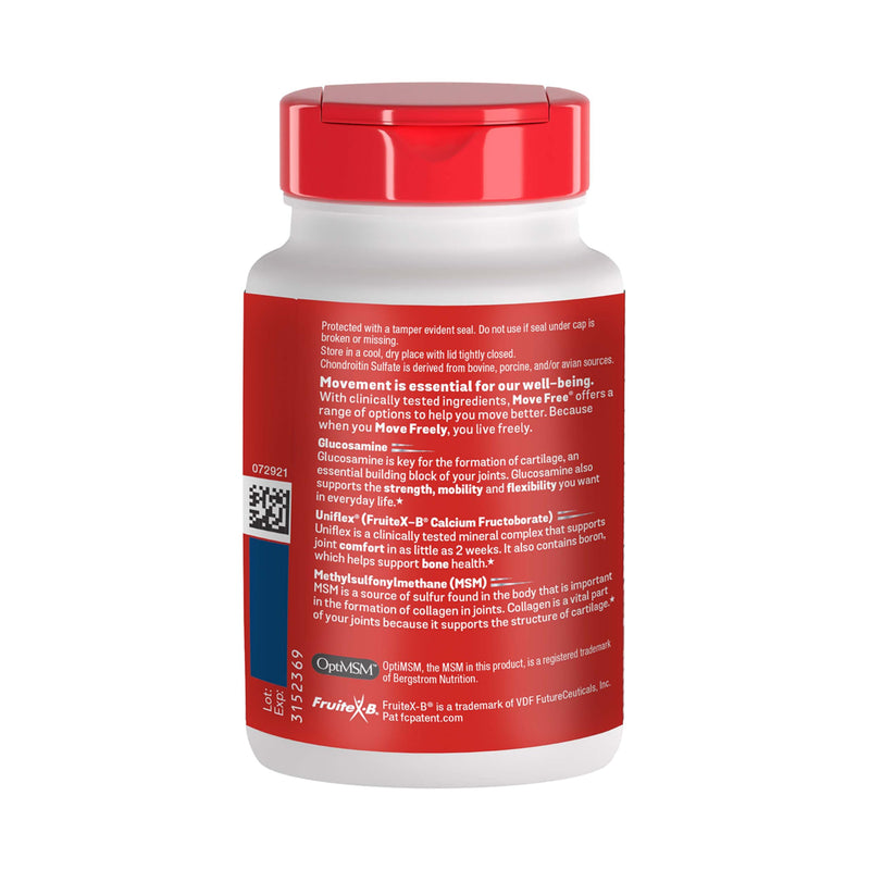 Move Free Advanced Joint Support, Glucosamine, Chondroitin + MSM - 120 ct | Supports Mobility Comfort Strength Flexibility & Bone, 40 Servings, Bone & Joint Support Supplement tablets, Fruitx-B 1