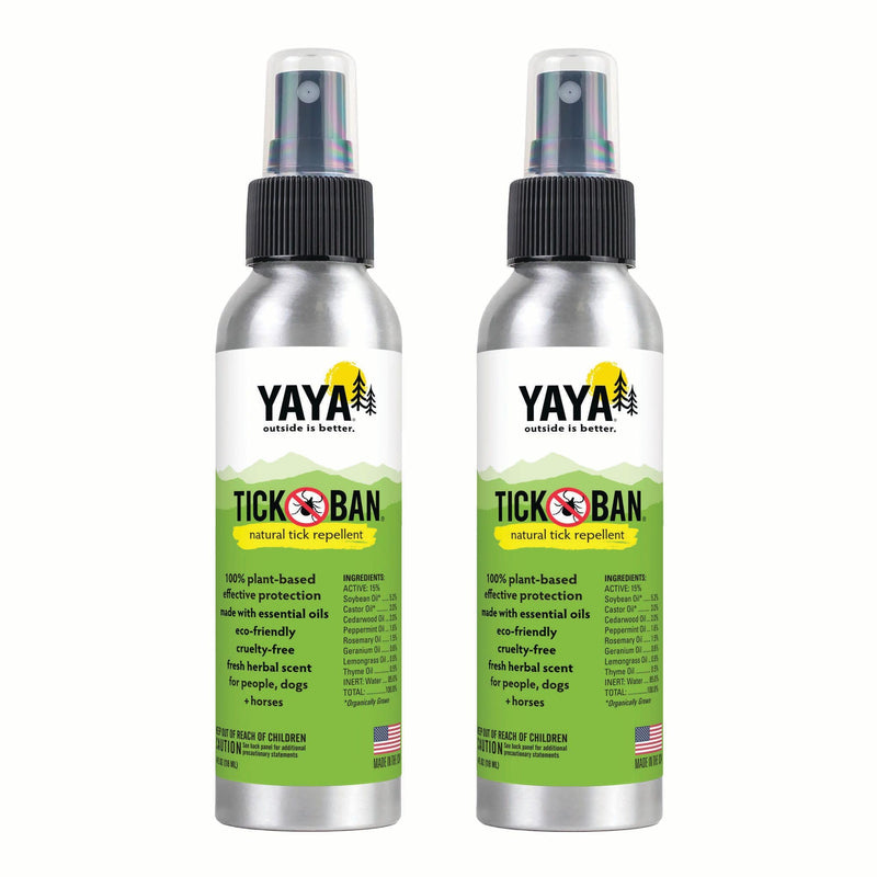 [Australia] - Yaya Organics Tick Ban | Extra Strength Tick Repellent Made with Essential Oils and All Natural, DEET Free Ingredients | Proven Effective, Safe for Adults, Kids and Dogs | 4 Ounce 2 Pack 