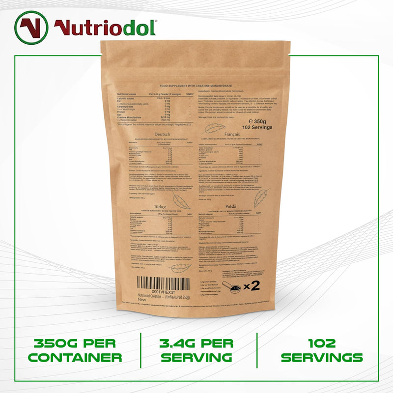 Creatine Monohydrate Powder | Selected Premium Micronised Quality | Pre-Workout & Post-Workout Supplement for Muscle Performance & Recovery. (Unflavoured 350g)