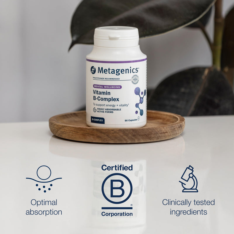 Metagenics - High Strength Vitamin B Complex - Reduction of Tiredness and Fatigue - Supplement with Folate, Vitamin B6 + B12, Inositol & Choline - 90 Capsules