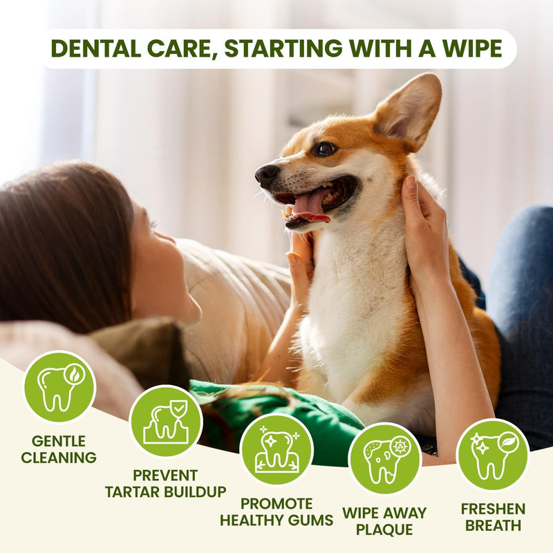 [Australia] - Dog Teeth Cleaning Wipes, Fresh Breath Pet Dental Finger Wipes for Dogs & Cats, Dog Dental Wipes Teeth Wipes, Lick-Safe Pet Toothbrus for Easy Removal of Tartar Buildup, Unscented - 50 PCS 