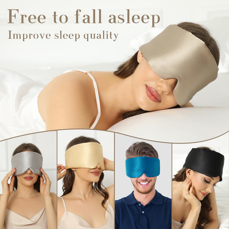 [Australia] - 100% Mulberry Silk Sleep Mask Eye Mask for Women Man with Adjustable Band, for Side Sleeper Blackout Sleep Mask for Travel Rest and Office Large Size (Taupe) Taupe 