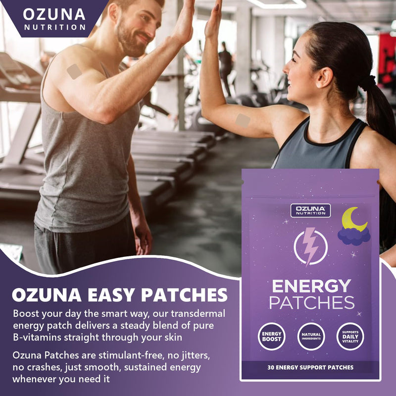 Energy Support Patches | with B-Complex Vitamins B1, B2, B3, B5, B6, B7, B9 & B12 | Vegan, Waterproof | Daytime Energy & Vitality Patch, Pill-Free, Caffeine-Free Supplement | 30 Patches