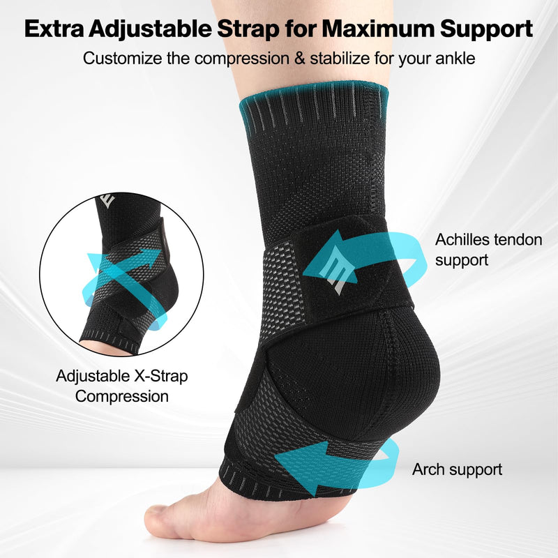 [Australia] - NEENCA Ankle Brace for Women & Men, Ankle Support with Compression Wrap, Compression Sleeve for Sprained Ankle, Swelling & Heel Spur Pain, Achilles Tendonitis Pain Relief, Right, Large 