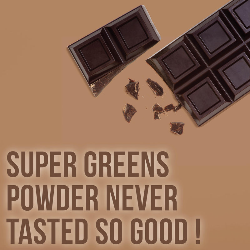 [Australia] - COUNTRY FARMS Super Greens Chocolate Flavor, 50 Organic Super Foods, USDA Organic Drink Mix (Wheat Grass, Spirulina, Chlorella) Mushrooms & Probiotics, with Fiber, Natural Energy, 30 Servings 15.87 Ounce (Pack of 1) 