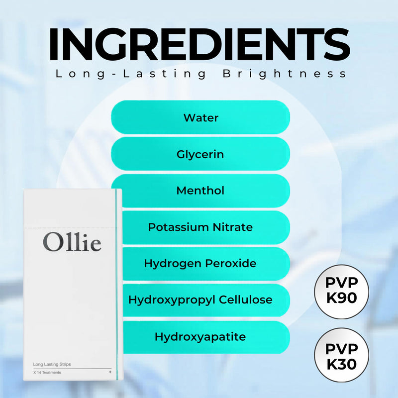 Ollie Transformation Kit Whitening Strips with Hydroxyapatite, 28 Count | Hydrogen Peroxide Formula, Potassium Nitrate for Sensitivity Relief, 14 Treatments, Shade Guide Included, Enamel Safe