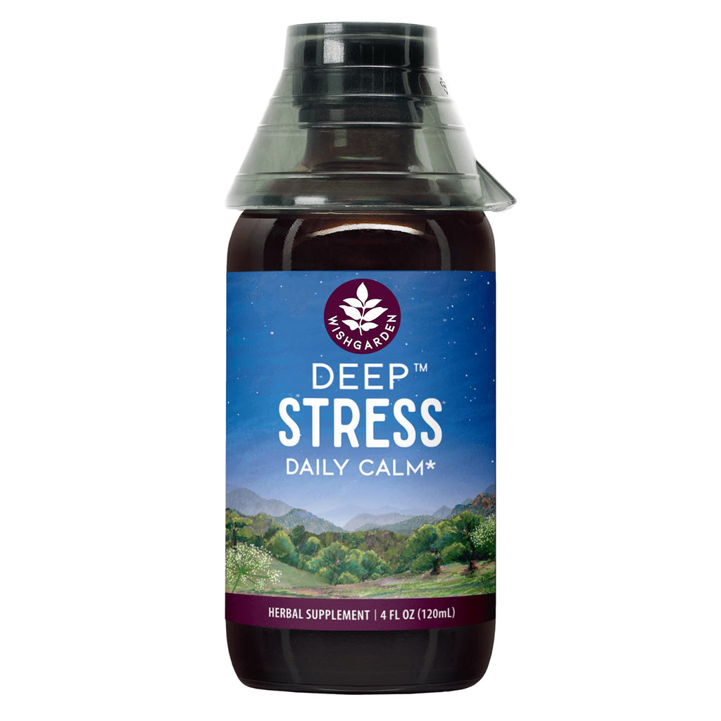 WishGarden Herbs Deep Stress with Ashwagandha - Plant-Based Liquid Herbal Adrenal Support Supplement with Ashwagandha Root and Powerhouse Adaptogens for Stress Relief, Fast-Acting Stress Tincture, 4oz 4 Fl Oz (Pack of 1)