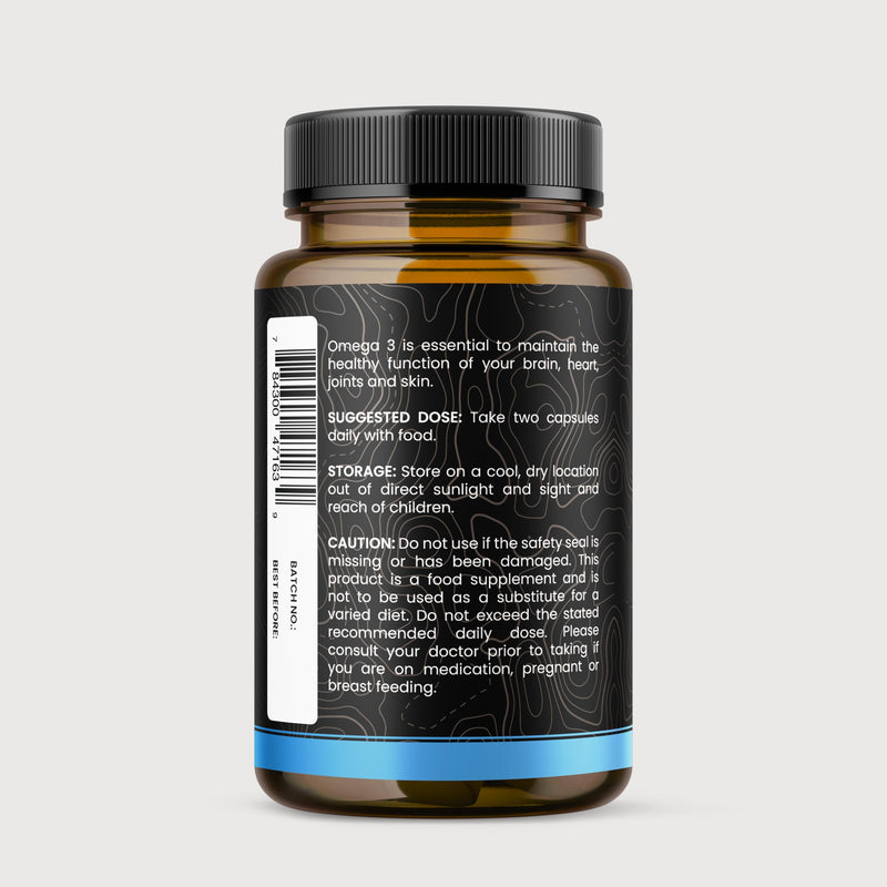 Daily Essential Omega-3 – 1100mg EPA & DHA per Serving – High Strength Fish Oil Softgels – Made in UK – 60 Capsules