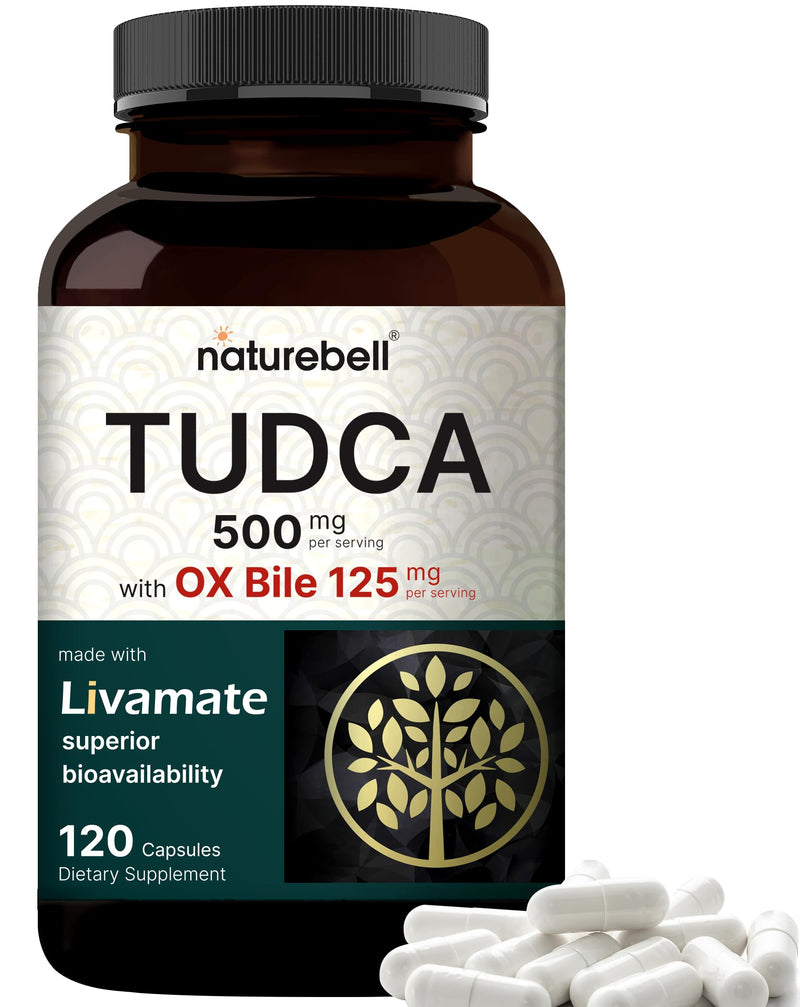 TUDCA 500mg with OX Bile 125mg Per Serving, 120 Capsules – High Absorption Livamate Formula, Natural Bitter Taste | Bile Salt Supplement | Third Party Tested