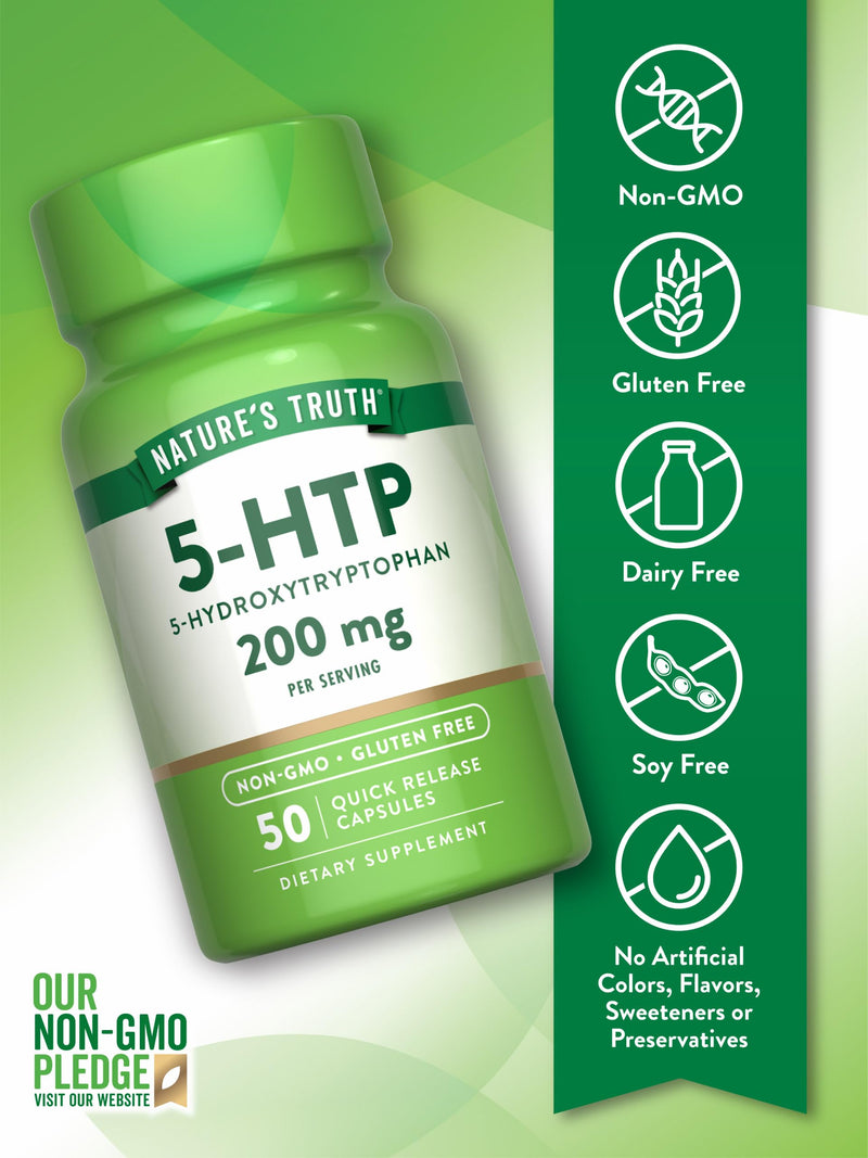 [Australia] - Nature's Truth 5HTP 200mg Capsules | 50 Count | 5 Hydroxytryptophan | Non-GMO & Gluten Free Supplement 