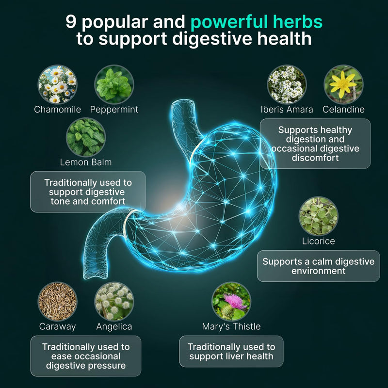 [Australia] - IBShield Tincture 100ml | 6+3=9 Herbs | Iberis Amara, Peppermint, Chamomile, Lemon Balm, Caraway, Licorice, Angelica, Celandine & Mary's Thistle | Original Herbal Formula Supports Digestive Wellness 