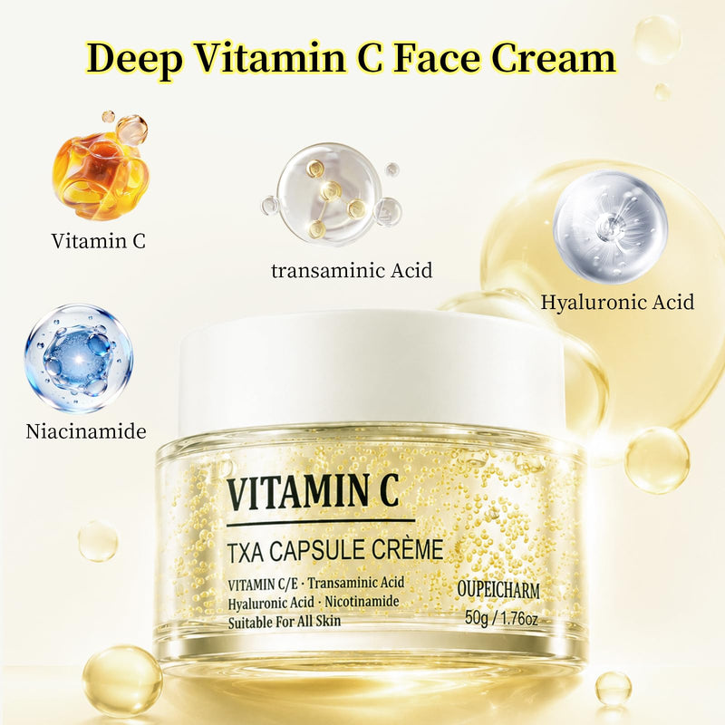Vitamin C Txa Capsule Face Cream,Moisturizer Capsule Facial Cream 1.76 OZ | Hydrating Day Night Use Vitamin C Txa Cream Sensitive
