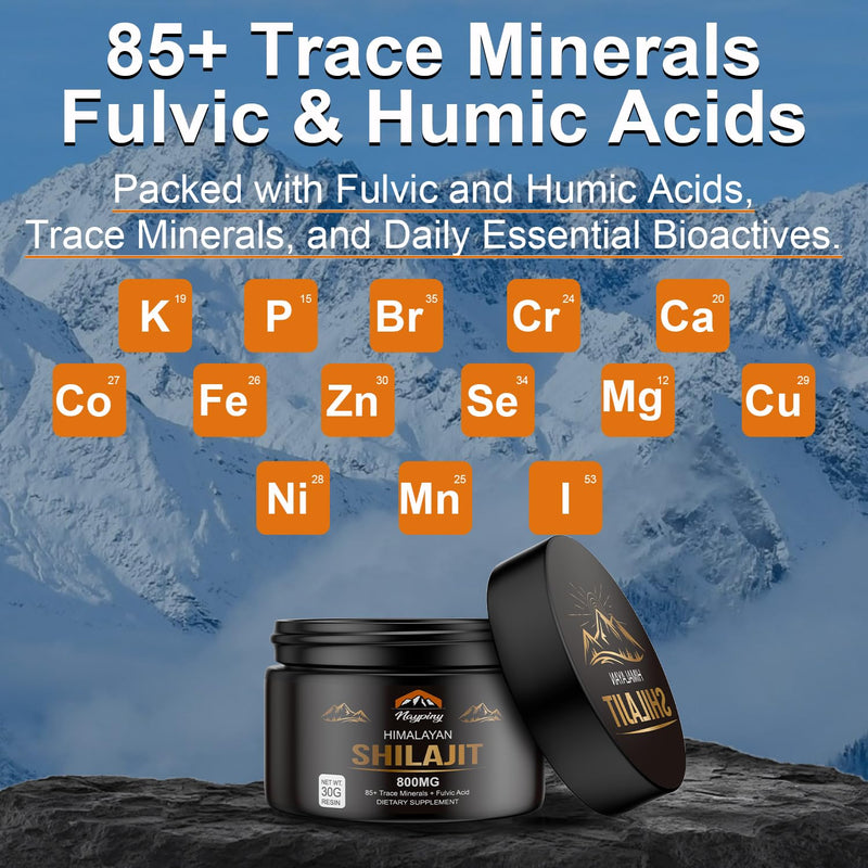 [Australia] - Shilajit Pure Himalayan Organic Resin - 800mg Gold Grade Shilajit Resin with Fulvic Acid & 85+ Trace Minerals Complex for Energy, Strength & Immunity, Shilajit for Men & Women, 800mg 1.05 Ounce (Pack of 1) 