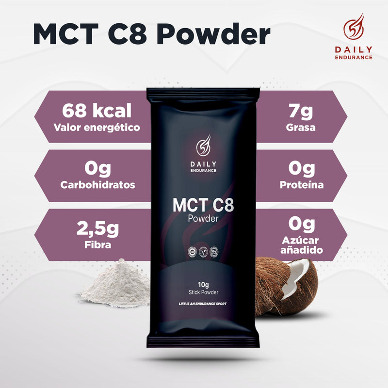 [Australia] - MCT oil powder - sticks - ketones & ketosis - MCT oil C8 - fiber - no additives, no sugar - vegan - 20 sticks of 10 g each - neutral in taste - Daily Endurance 