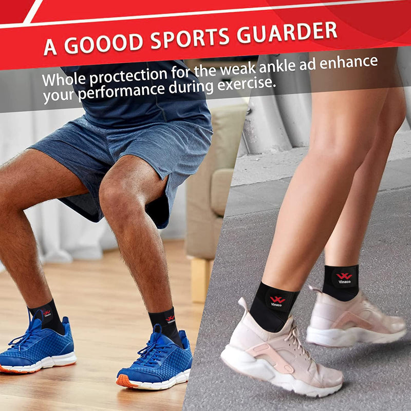 [Australia] - Vinaco Ankle Brace, 2 Pack Breathable & Strong Ankle Brace for Sprained Ankle, Stabilize Ligaments, Prevent Re-Injury, Ankle Braces for men & women with Adjustable Wrap, ankle support for men XX-Large Classic Black 