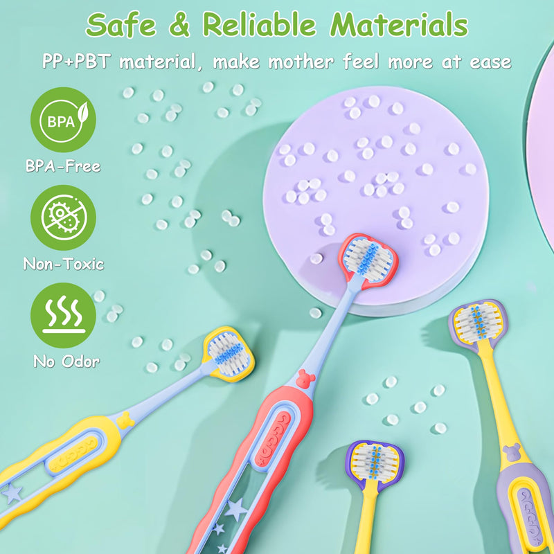 [Australia] - Toddler Toothbrush 8 Pack, Soft Baby Toothbrush Efficient 3 Sided Kids Tooth Brush for Ages 1-12 Years, Infant Training Tooth Brush Complete Tooth and Gum Care, Easy to Grip(Patent) 