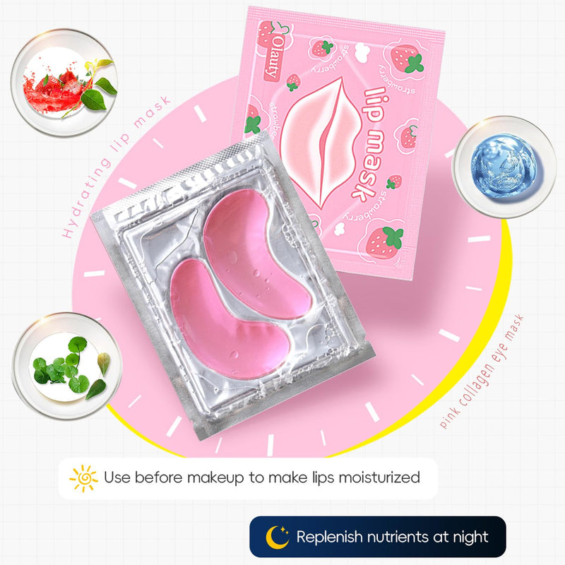 30 Pairs Eye Masks & Lip Masks, Pink Eye Patches, Spa Party Bridesmaid Gift | Lip Mask Pink Pads, Bridal Shower Gifts, Stuff Gifts for Girls, Bulk Gifts, Self Care for Women, Bachelorette Party Favors