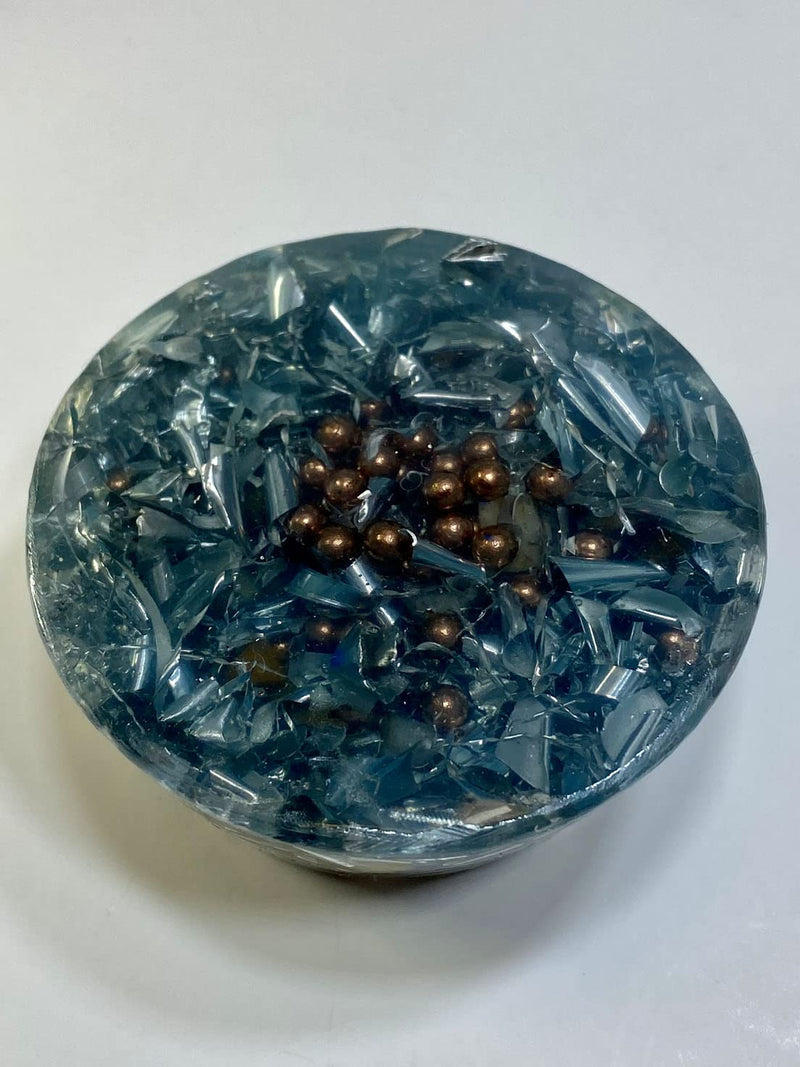 1 Light Blue Tower Buster Orgone Generator Energy Accumulator PERFECT GIFTING TOOL! Made 7.83/432/528Hz Frequency with OM Chants Many Beautiful Ingredients!