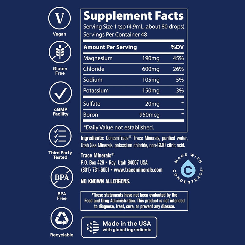 Trace Minerals 40,000 Volts - Supports Hydration, Energy, Muscles, Stamina, and Endurance - Liquid Multimineral and Electrolyte Concentrate with Ionic Magnesium, Sodium, Potassium (48 Servings)