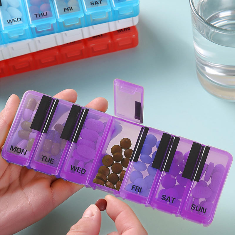 Pill Organizer 7 Day for Travel BPA Free Weekly Pill Organizer Piano-Keyboard Pill Box,Vitamin Organizer (Purple) Purple