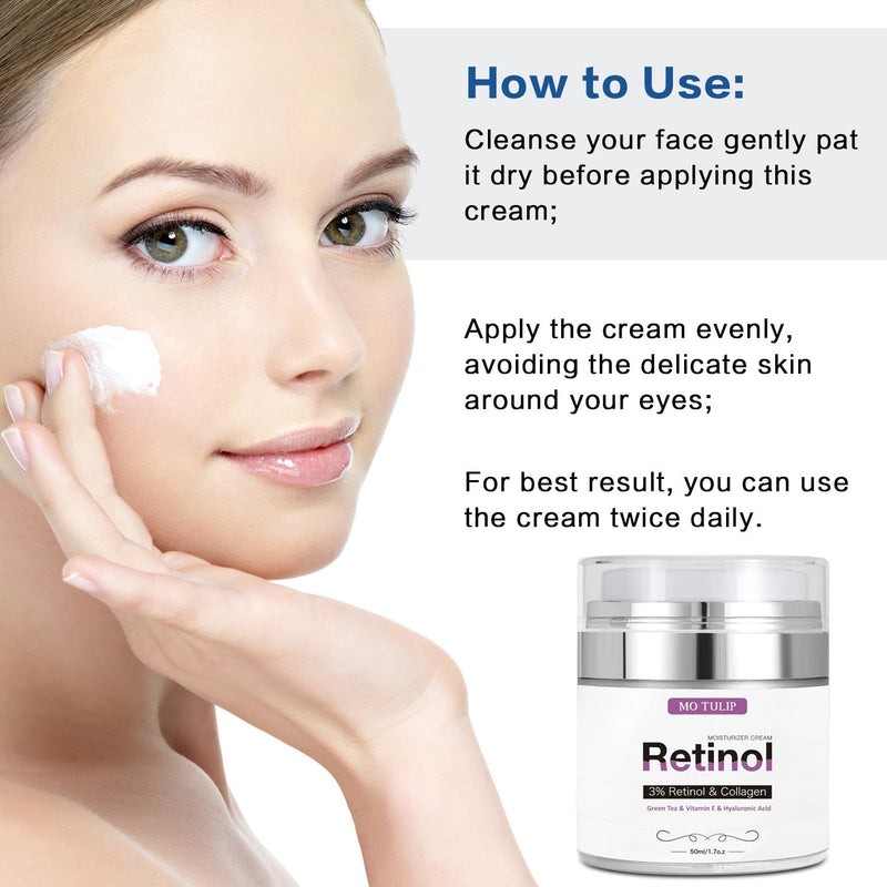 Face Cream with Retinol, Collagen & Hyaluronic Acid – Face & Neck Firming Moisturizer for Wrinkles, Hydration & Lifting – Day/Night Cream for Women & Men (1.7 fl.oz)