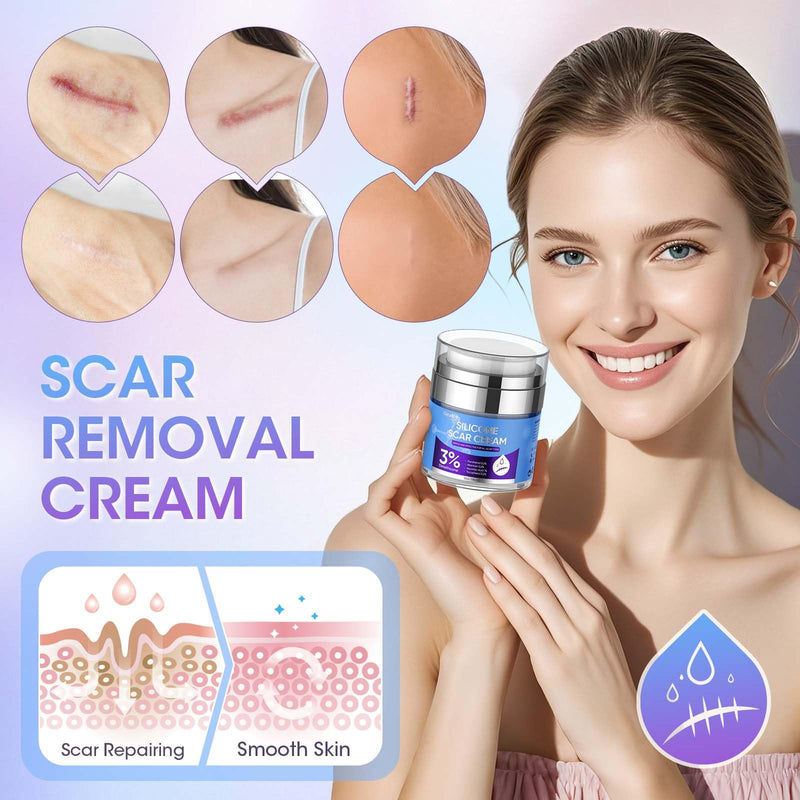 [Australia] - Silicone Scar Cream for Surgical Scars, 3% Dimethicone Complex Silicone Scar Gel for Old & New Scars, C-Section, Pregnancy, Acne, Injury, Keloids, Burns, Non-Irritating Scar Removal Cream(55ML) 55ML 