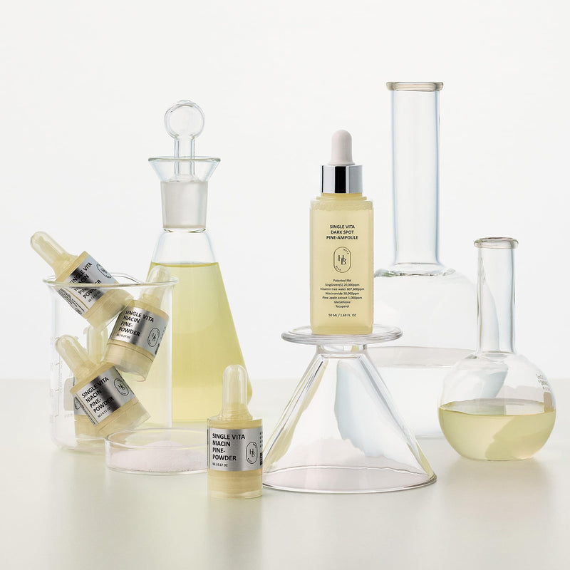 HEVEBLUE Single Vita-Dark Spot Pine-Ampoule, Brightening Care Serum with Pineapple Extract & Vitamin Tree Water, Improves Skin Tone & Texture, Korean Skincare