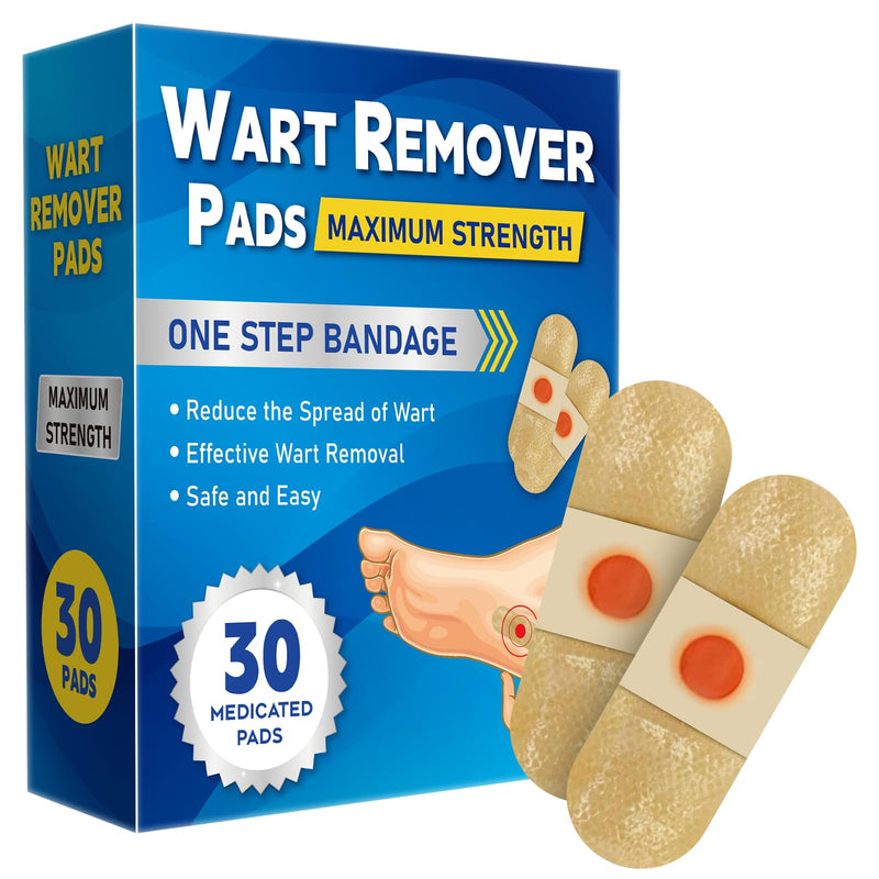 [Australia] - WABRINY Wart Remover Pads, Maximum Strength One Step Bandages for Hands Neck Feet Fingers, 30 Treatments-RK 30 Count (Pack of 1) 