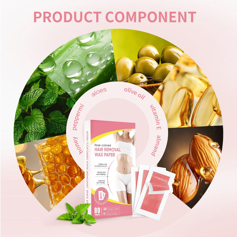 80 Pcs Wax Strips for Hair Removal, Facial Hair Removal Waxing Strips Kit for Women Face, Gentle Fast Wax Strips for Bikini, Chest, Body, Arms, Legs, Back & Brazilian, 4 Calming Oil Wipes 80 Count (Pack of 1)