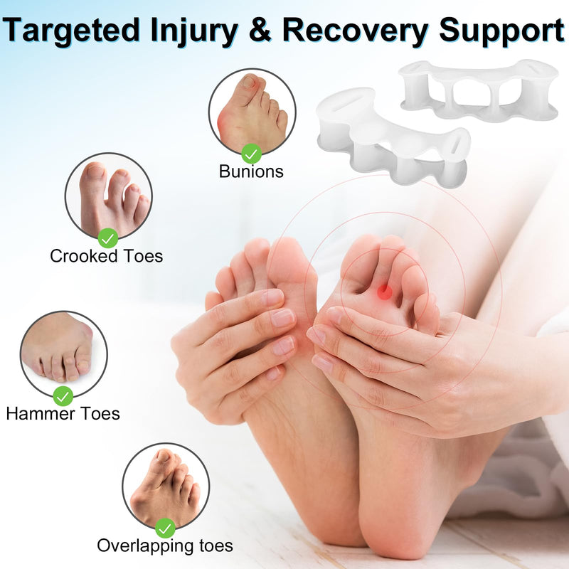 [Australia] - 2Pairs Toe Spacers for Women and Men, Toe Separators for Correct Bunion, Relieve Feet Pain, Foot Alignment, Toe Straighteners for Hammertoes, Plantar Fasciitis (Large) Large 