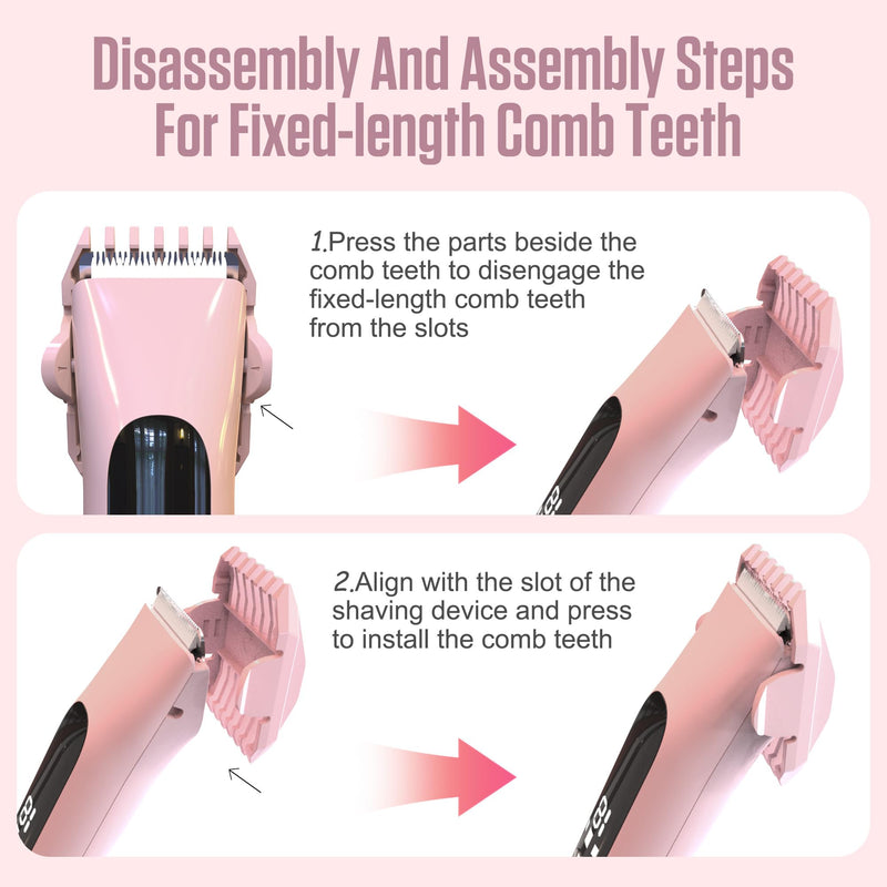 [Australia] - 2 in 1 Bikini Trimmer for Women Dual Head Electric Shaver,IPX7 Waterproof Wet & Dry, Painless Shaver for Body Face Private Area Pink Pink（new Version） 