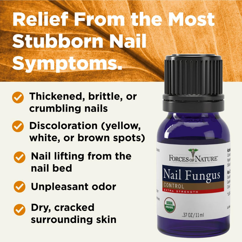 Forces of Nature Toenail Nail Fungus Treatment Extra Strength, Organic Antifungal Restores Appearance of Toenails and Fingernails, Homeopathic Medicine for Cracked, Dry and Damaged Nails, 11ml (0.37 fl oz) 0.37 Fl Oz (Pack of 1)