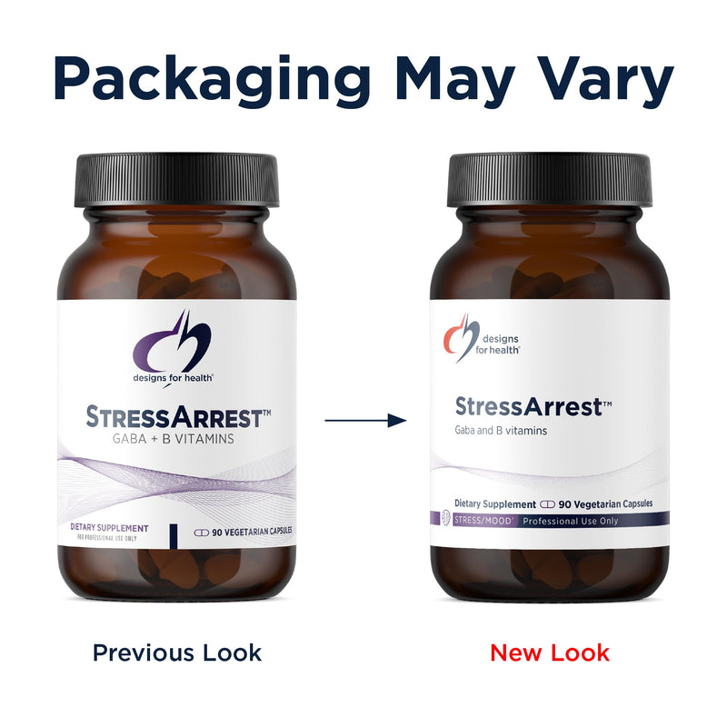 Designs for Health StressArrest - 300mg GABA with Glycine, Pantothenic Acid + Niacinamide (Vitamin B3) to Promote a Calm Stress Response - Non-GMO Gluten Free Supplement (90 Capsules)